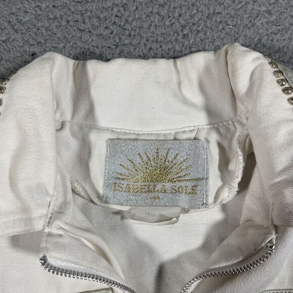 Isabella Sole Cache VTG Set White Denim Jeans Eyelets Cuffs Metallic Accents 80s - Picture 3 of 16